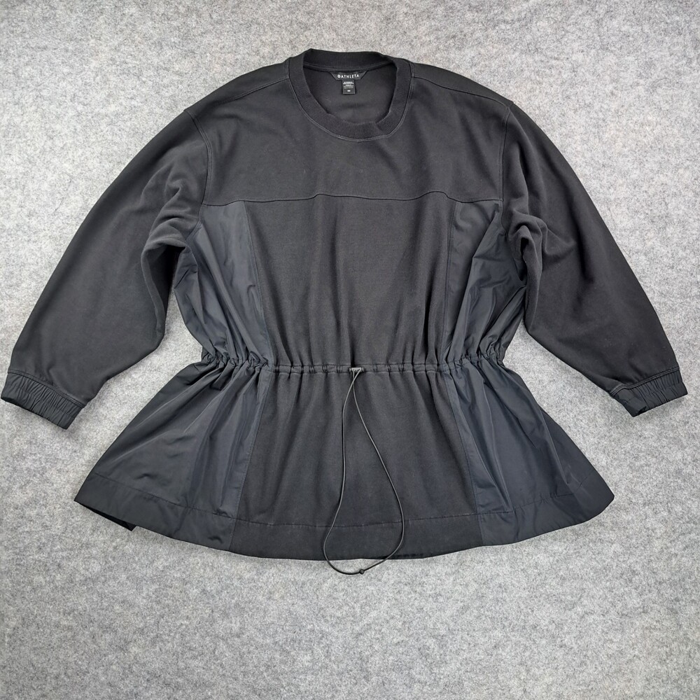 Athleta Sweatshirt Womens Size 3X Plus Black Pullover Triumph Hybrid Crewneck